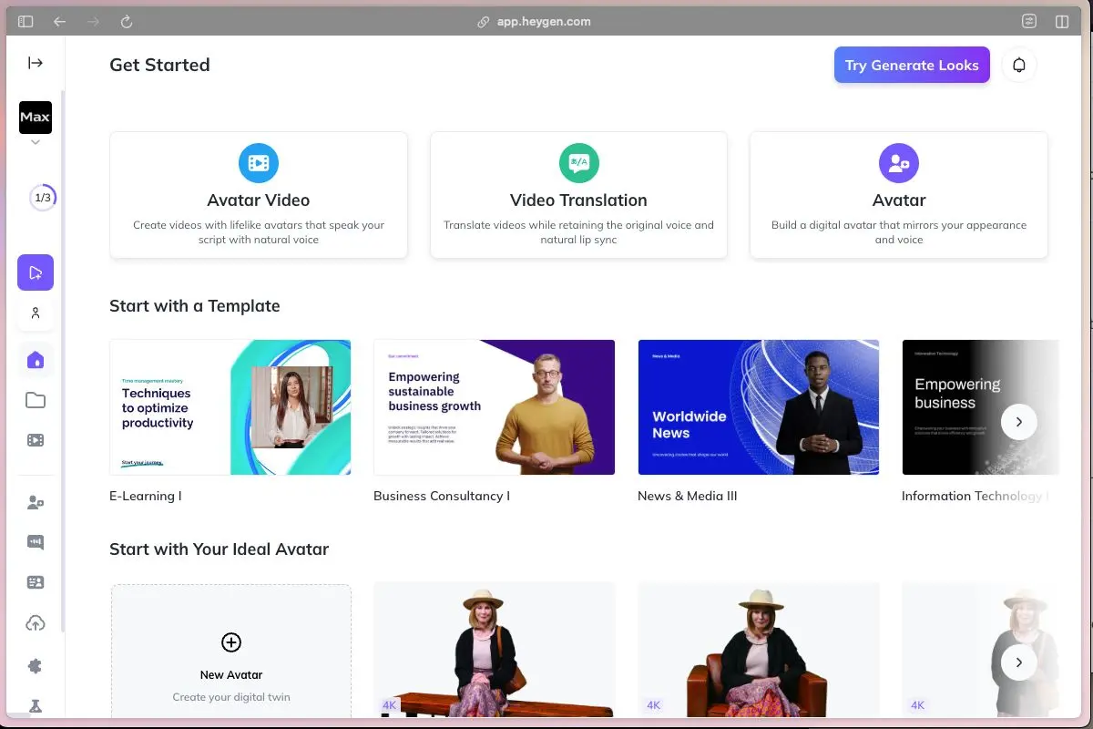 HeyGen lip sync interface showing video translation options for multiple languages