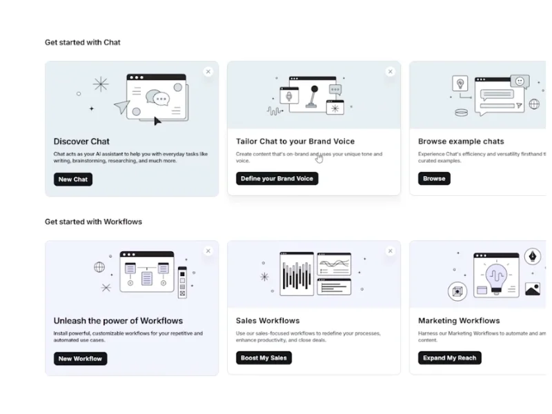 Copy.ai AI copywriting platform interface showing content generation templates and marketing copy creation