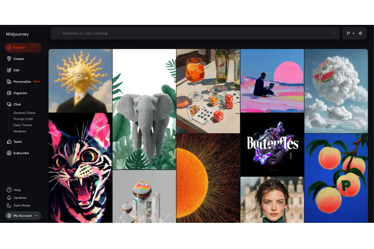 Midjourney AI image generation platform interface showing advanced V7 model capabilities