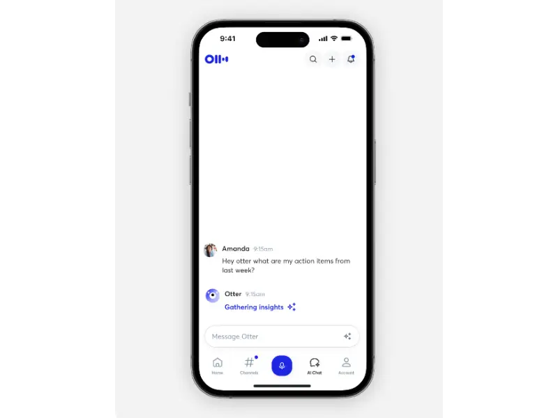 Otter.ai professional transcription interface showing real-time speech-to-text conversion