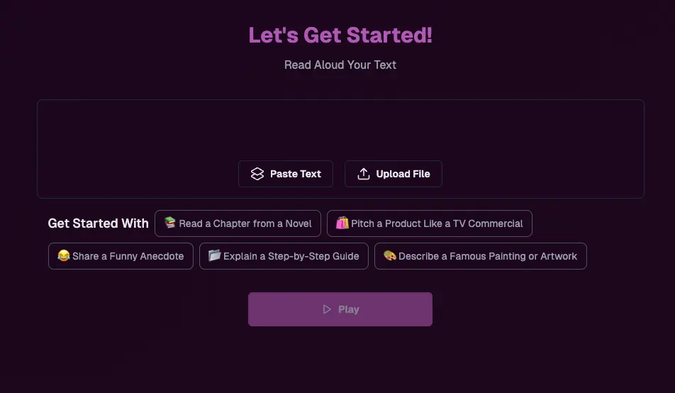 Speaktor dashboard showing AI voice generation interface with multiple language options