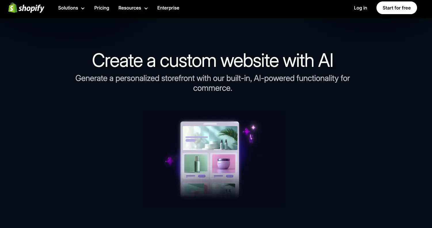 Shopify AI Store Builder interface showing theme generation from keywords