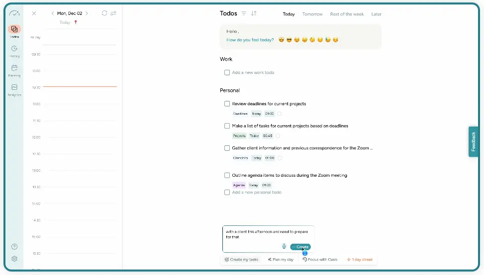 BeforeSunset AI review dashboard showing AI-powered daily planner interface