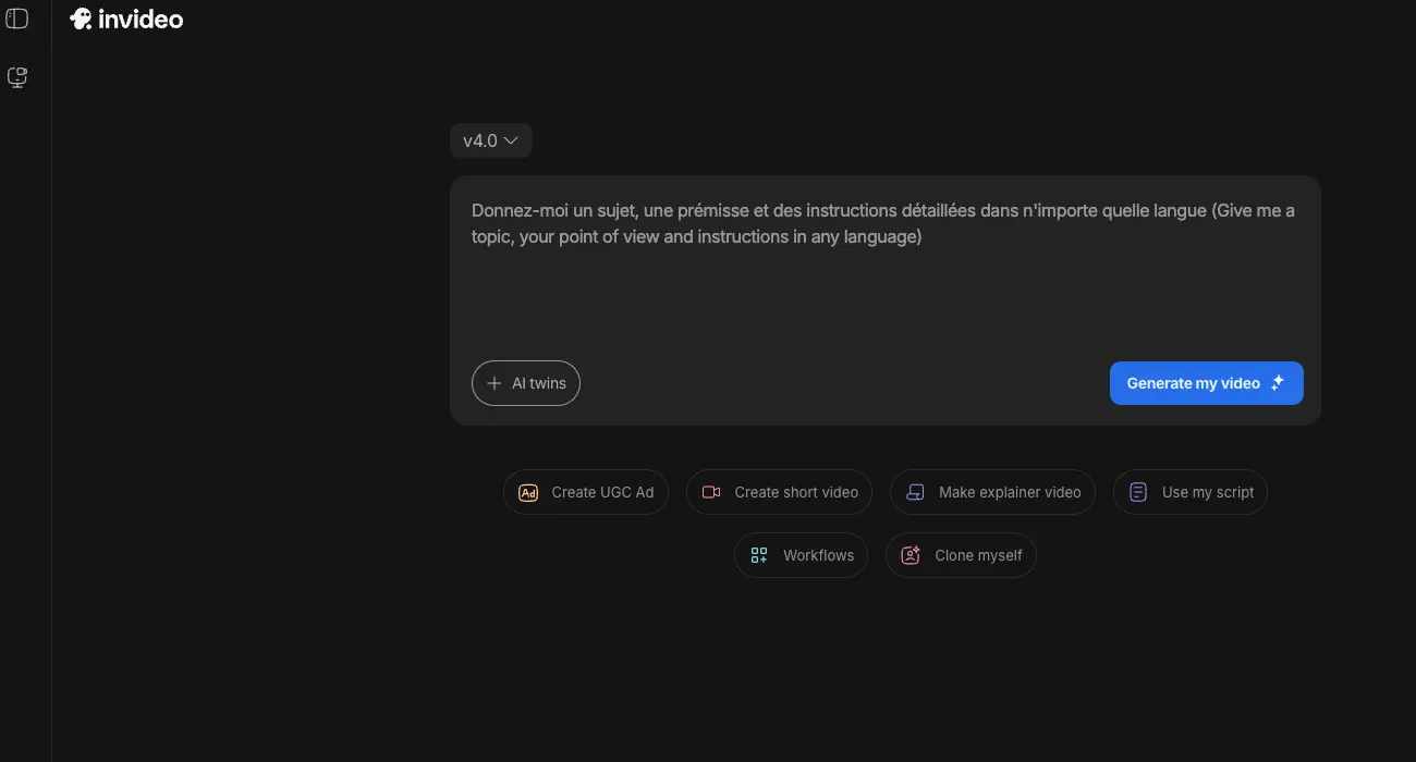 Invideo AI review dashboard showing text-to-video interface and editing tools
