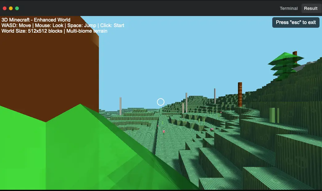 Kimi K2 review - 3D Minecraft development result