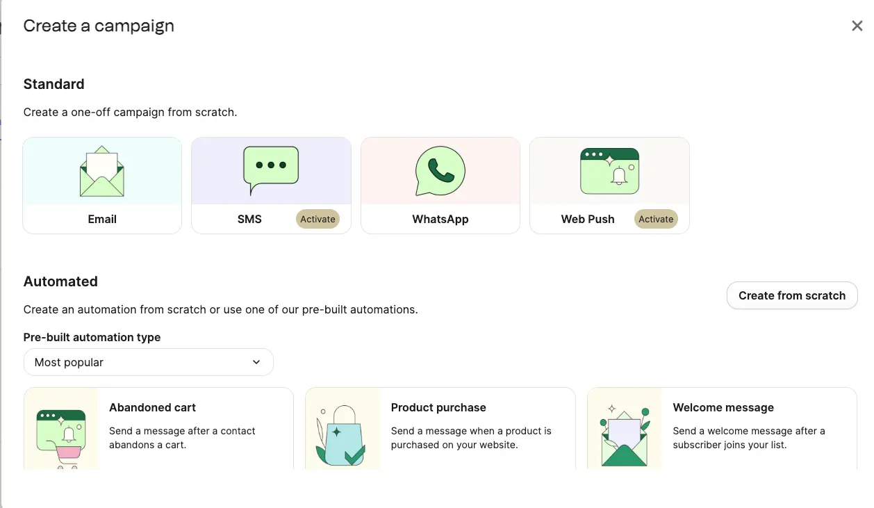 Brevo comprehensive marketing platform interface showcasing email builder and automation workflows