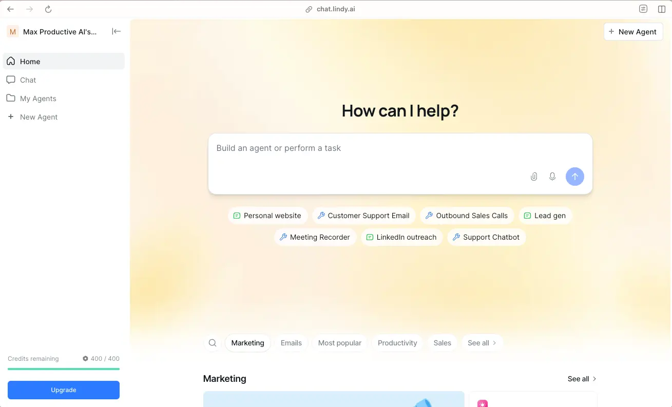 Lindy AI 3.0 tutorial dashboard showing Agent Builder interface