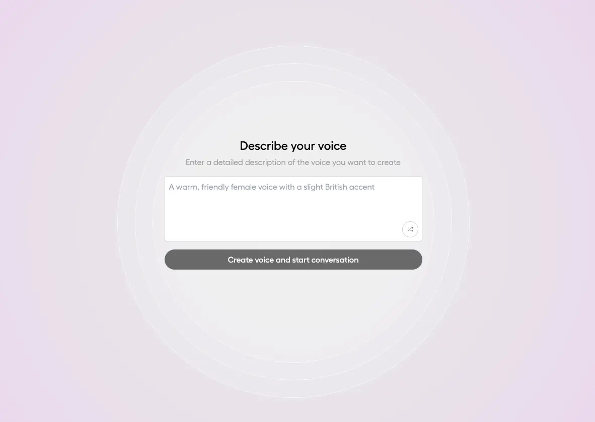 Hume AI interface showing emotional voice generation with natural language controls