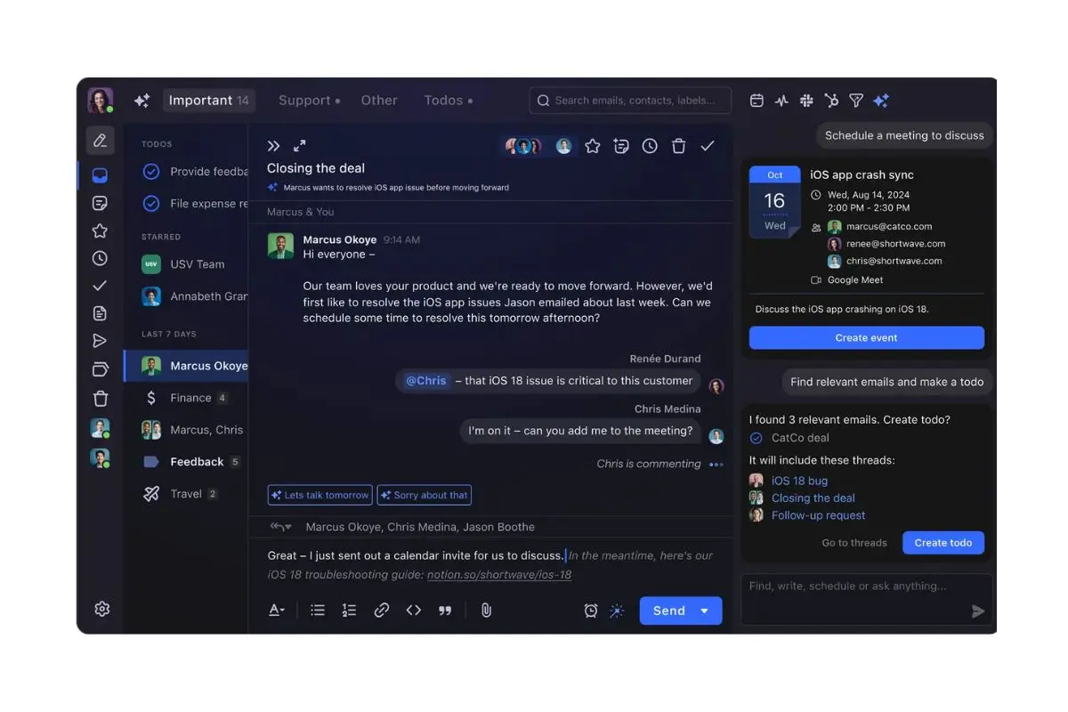 Shortwave AI email client review showing Ghostwriter, Smart Bundles, and AI Assistant interface for Gmail users
