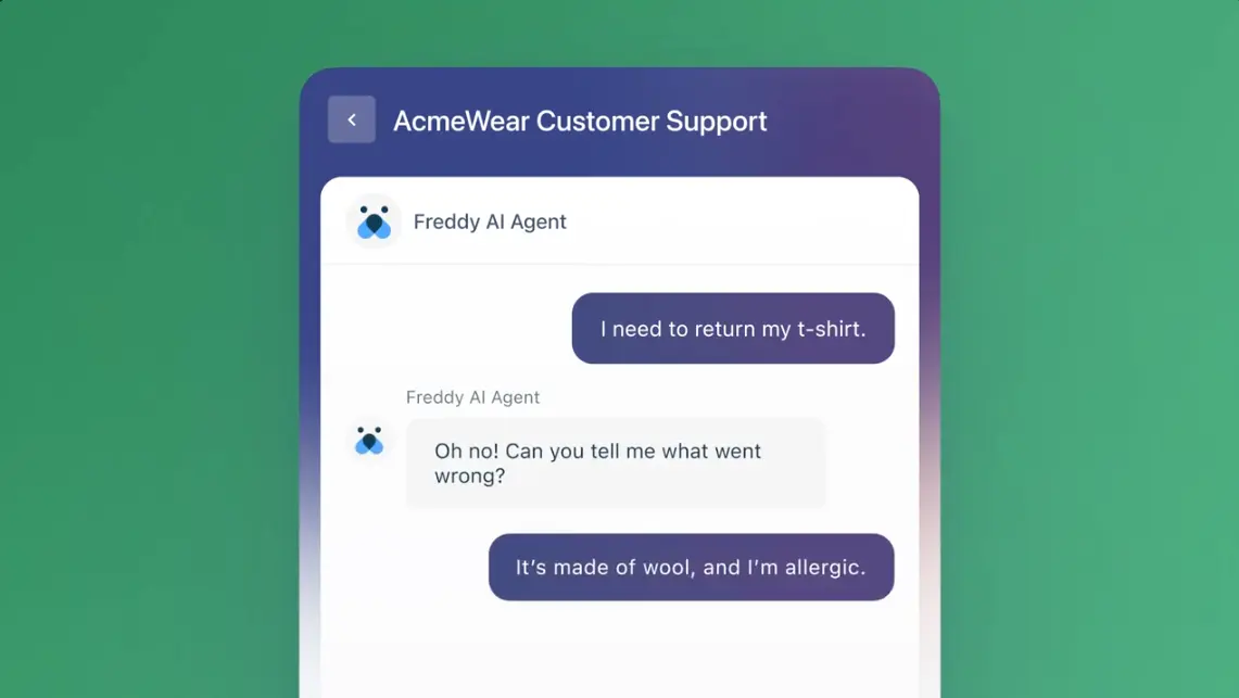 Freshdesk customer support dashboard showing omnichannel ticketing and Freddy AI
