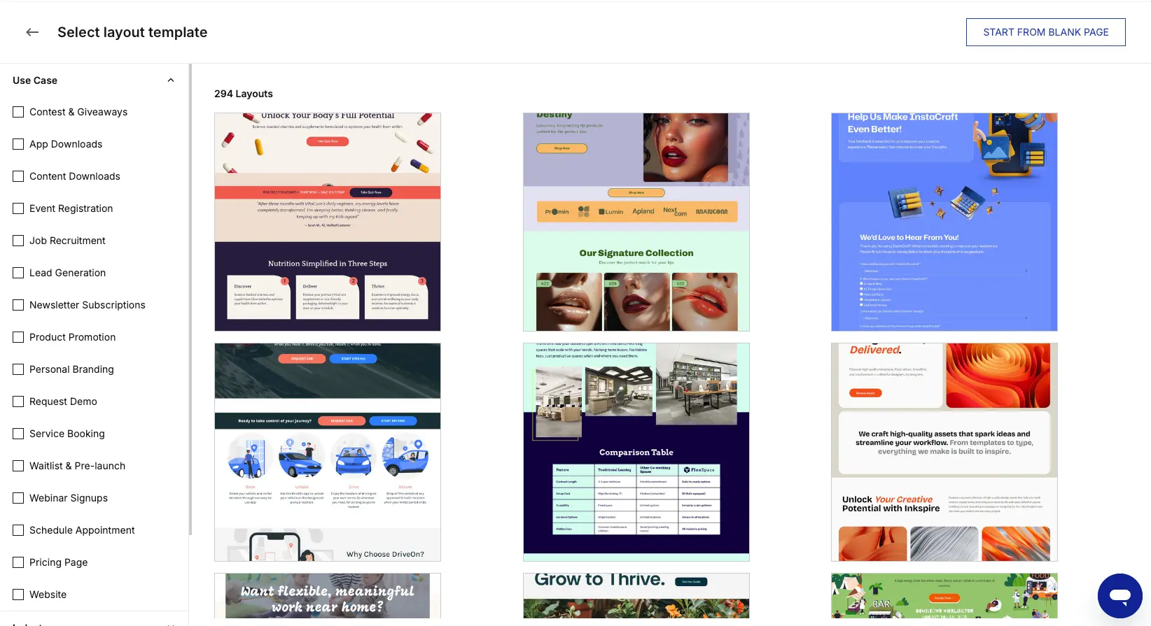 Instapage template library