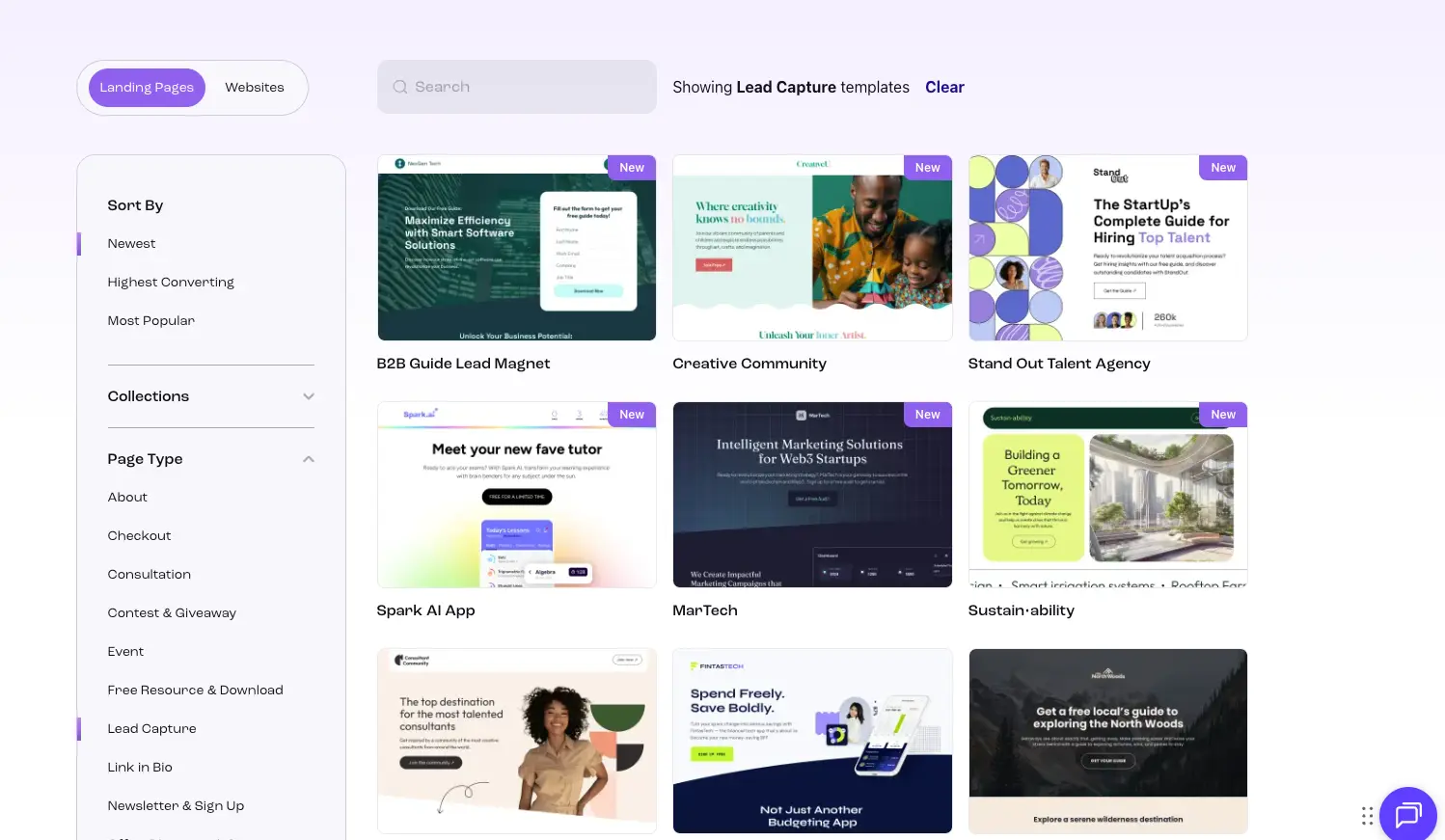 Leadpages template library