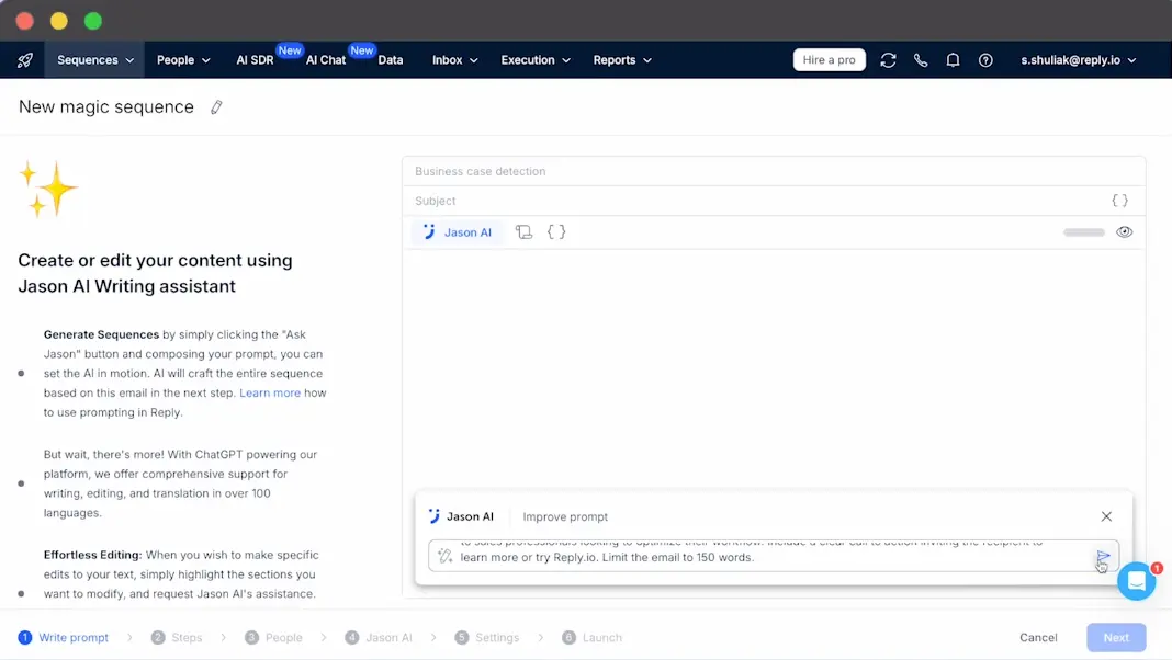 Reply.io Sequence Workflow Steps