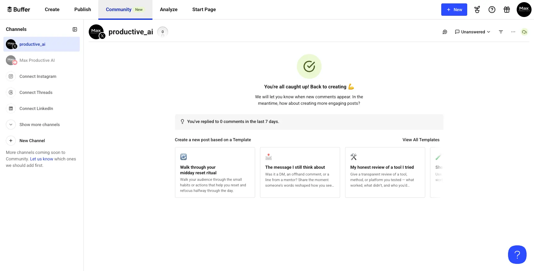 Buffer Community Engagement Inbox
