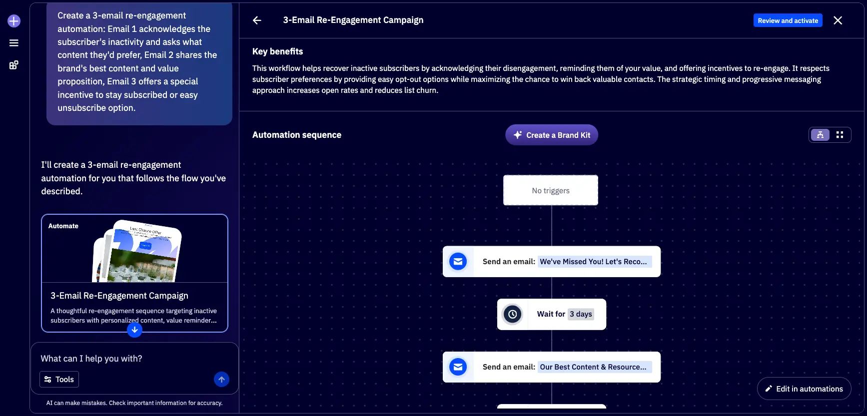 ActiveCampaign AI-Generated Re-Engagement Automation Workflow