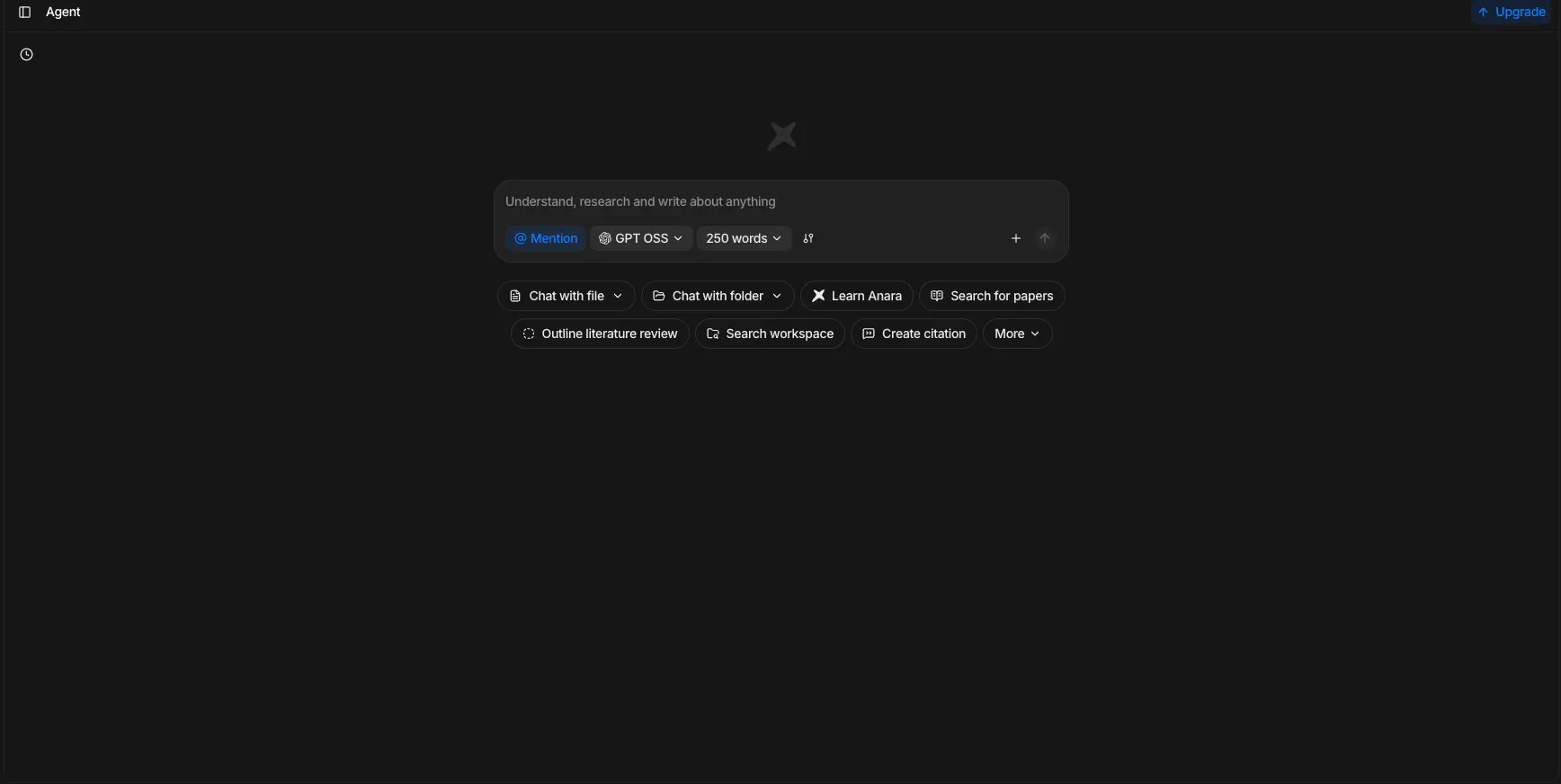 Anara AI Chat Interface with Agent Mode