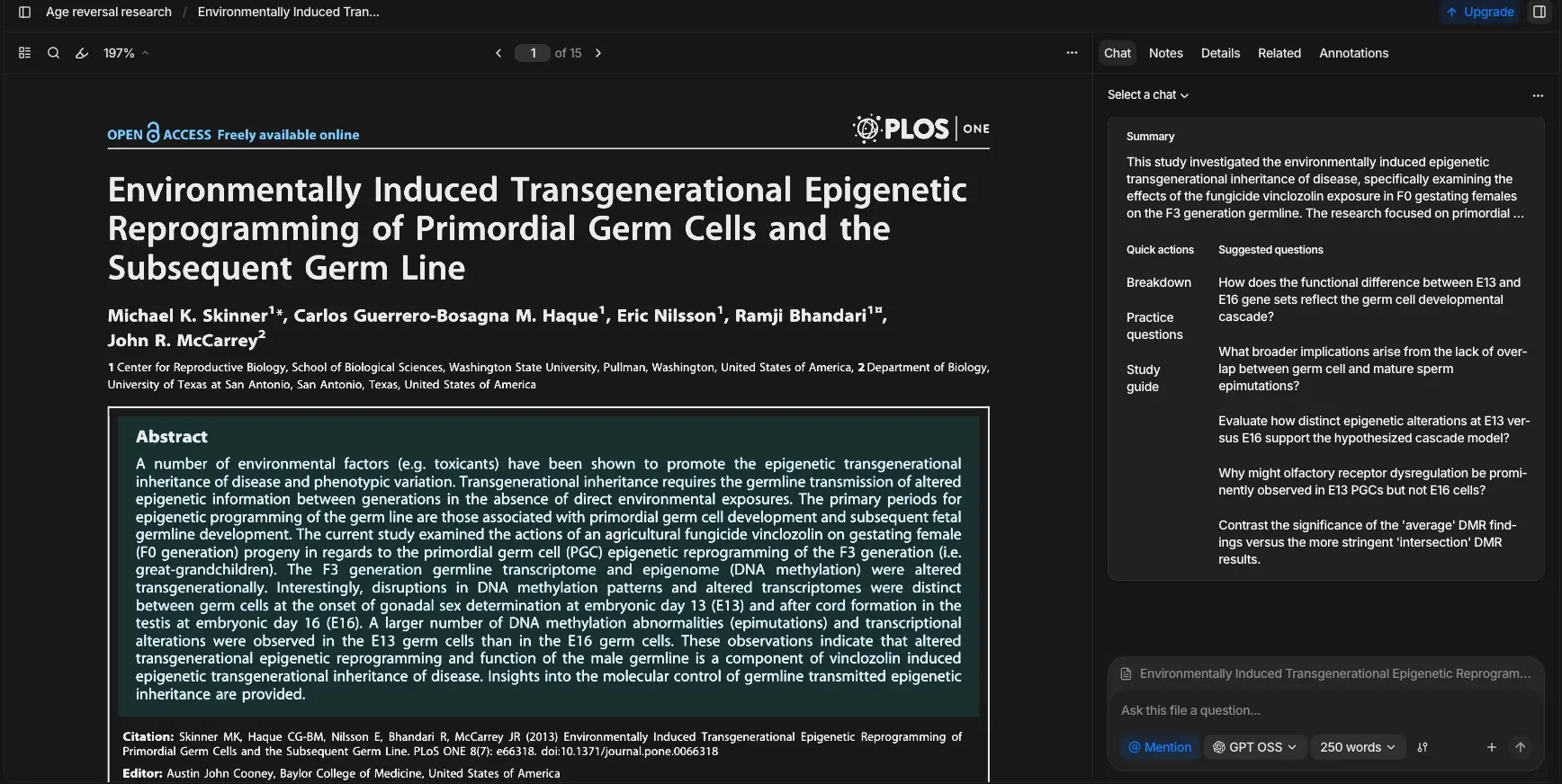 Anara AI Document Analysis with Side Panel