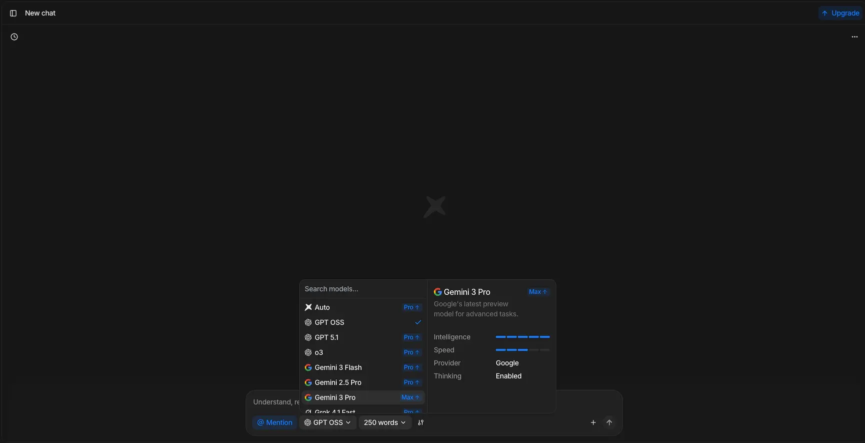 Anara AI Model Selector showing GPT, Claude, and Gemini options