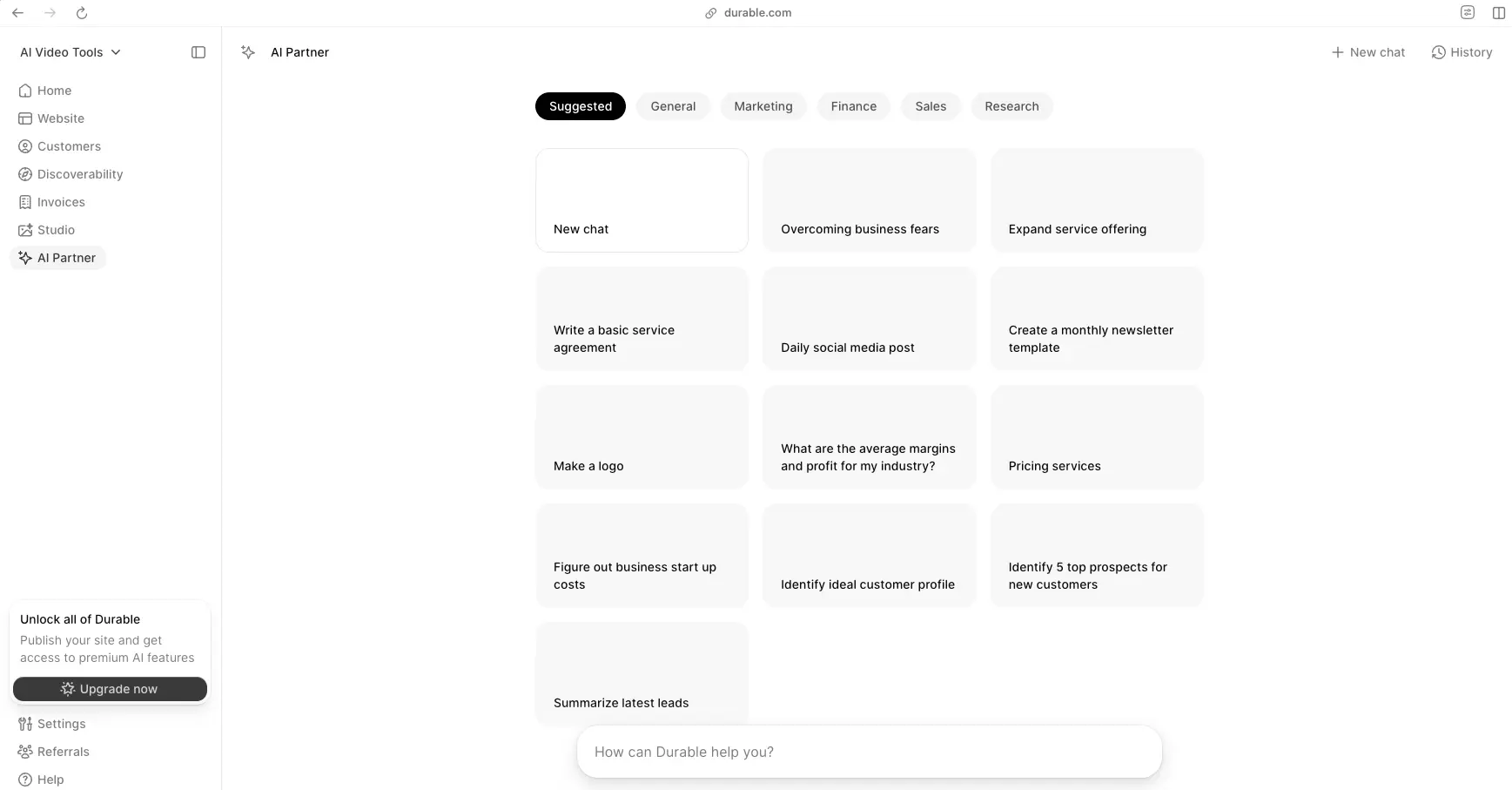 Durable AI Partner Chat Interface