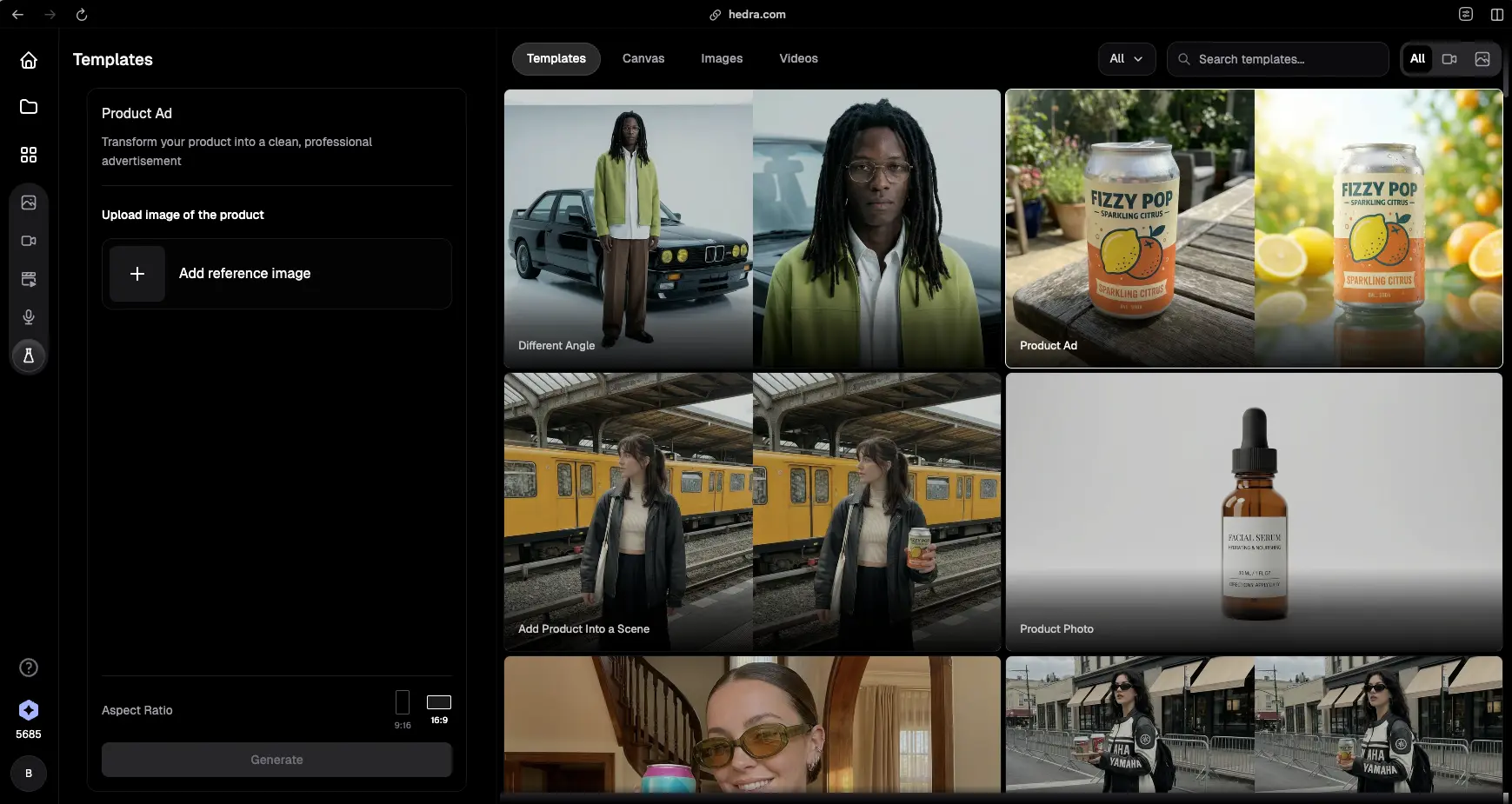 Hedra AI Product Ad Templates