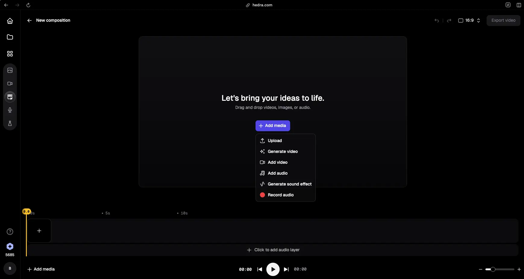 Hedra AI Video Creation Interface