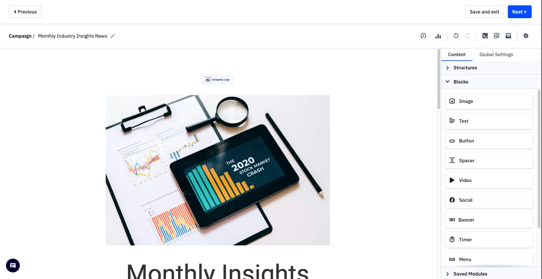 ActiveCampaign Email Campaign Designer with Content Blocks