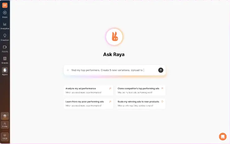 Atria Raya AI Creative Strategist chat interface