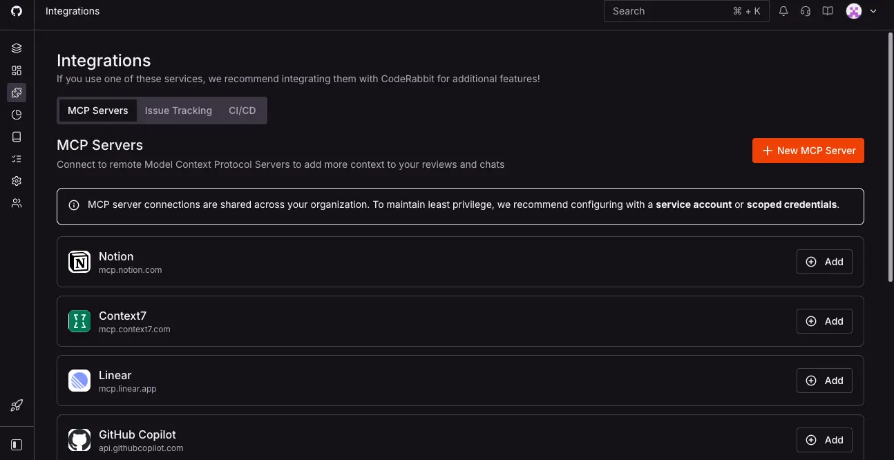 CodeRabbit MCP Server Integrations