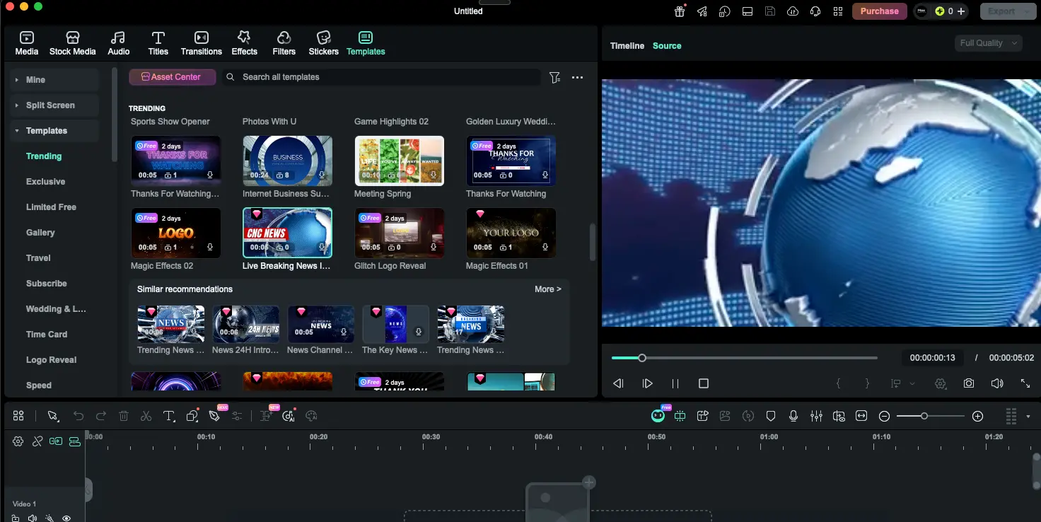 Filmora Templates Library with Trending Templates