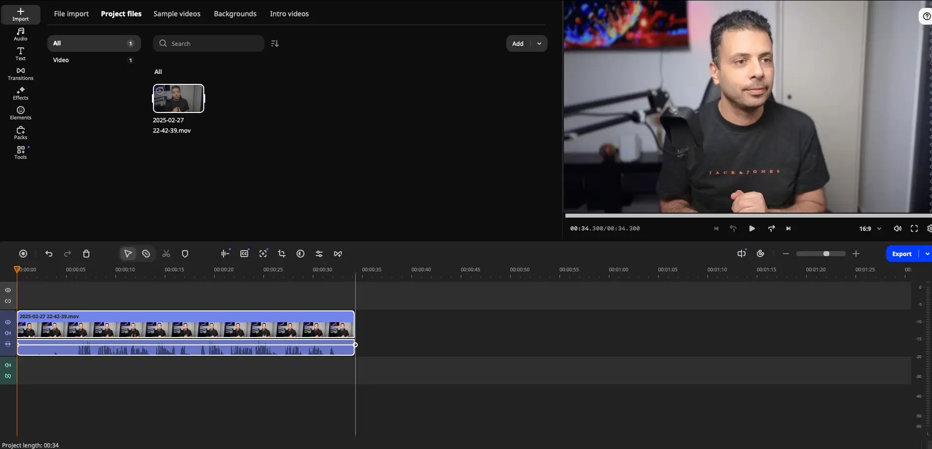 Movavi Video Editor 2026 timeline interface with project files and preview