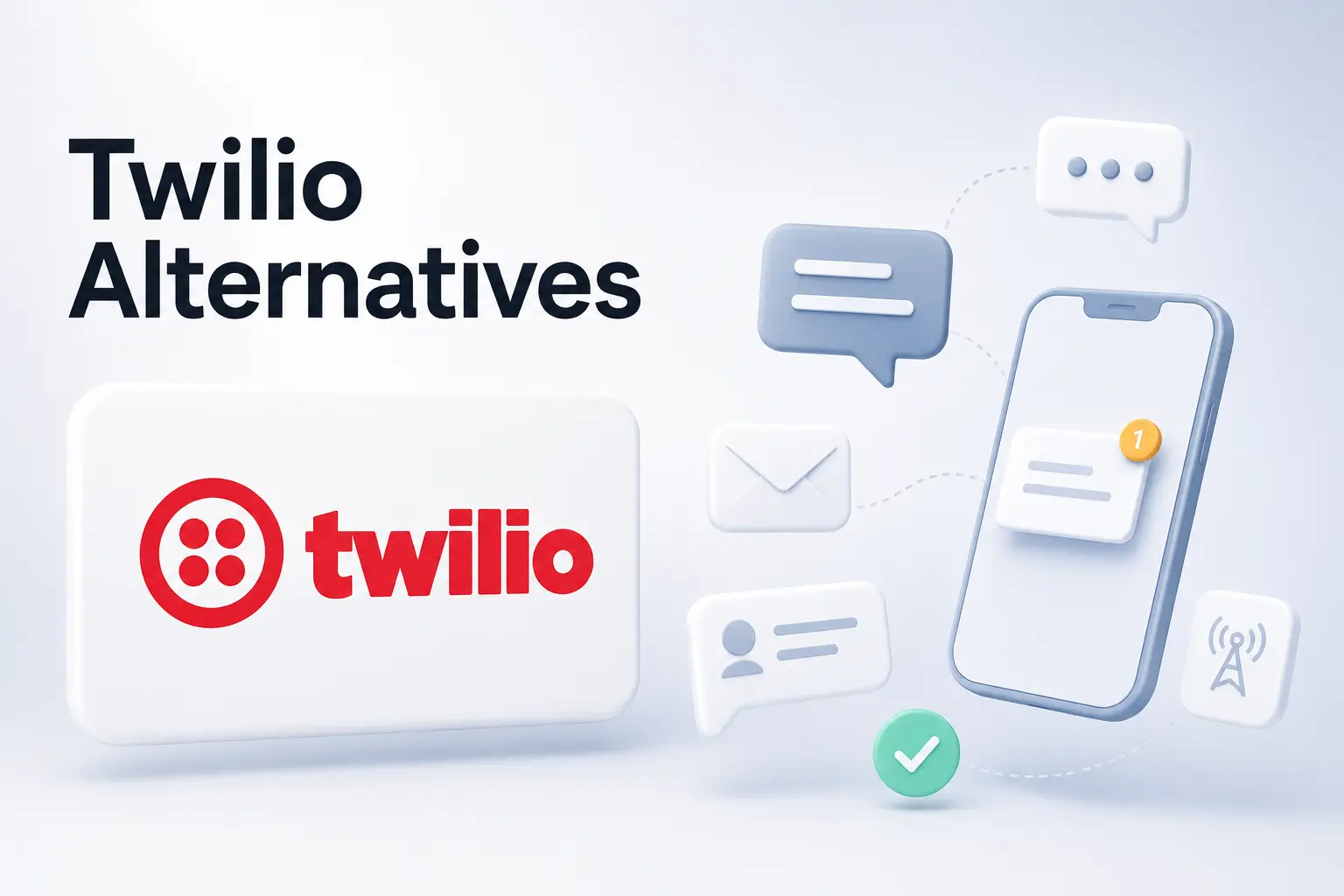 Twilio alternatives 2026 comparison graphic showing the Twilio logo beside SMS and voice platform icons